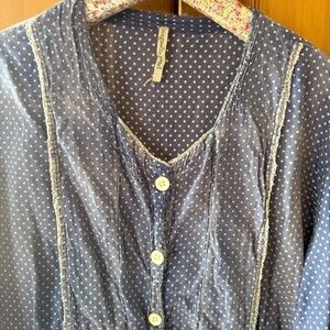 Magnolia Pearl Blue Polka Dot Long Sleeve Dress